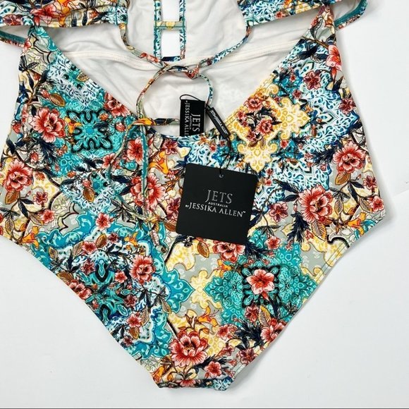 Jets By Jessika Allen Blue Multi Floral Plunge Swimsuit - Picture 7 of 13
